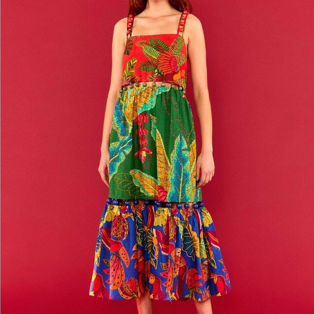 NWT FARM Rio Mixed Prints Midi Dress